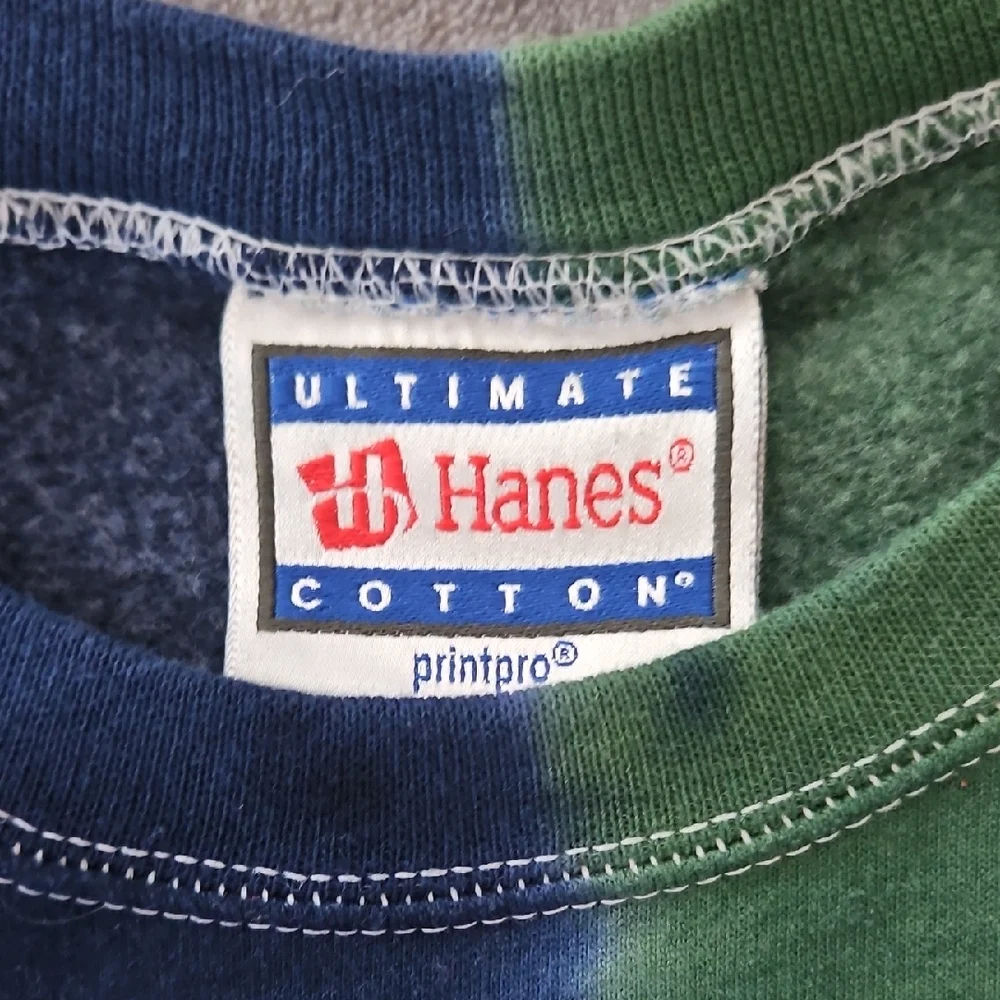 Hanes House Divided Men's Crewneck Sweater - Blue and Green - Picture 4 of 9
